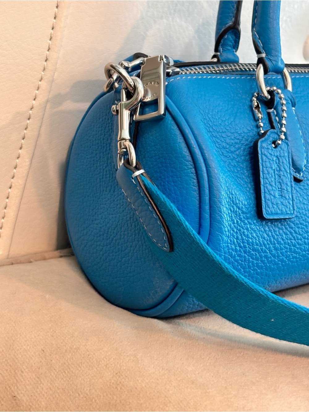 COACH Lacey “Electric Blue" Pebbled Leather Mini Crossbody Bag $398+ - Picture 5 of 16